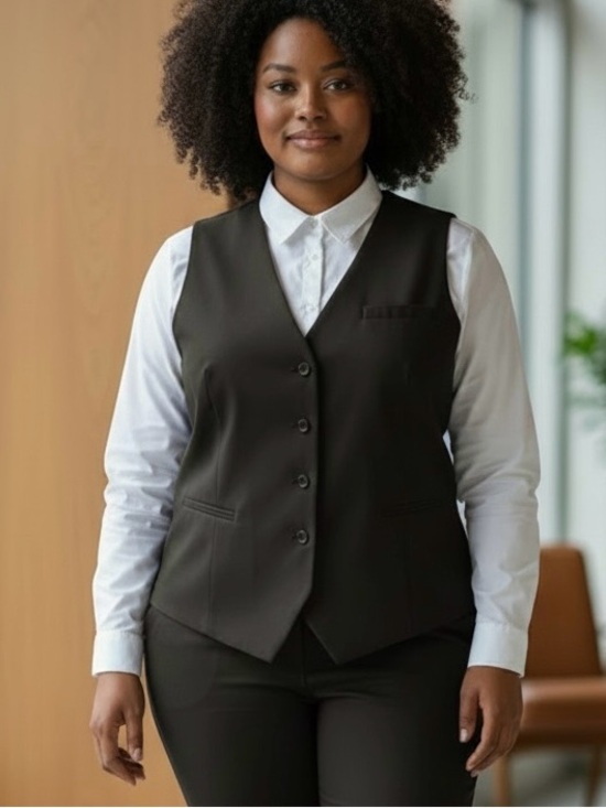 Jackets & Blazers - Design Collective Black Wool Blend Tailored Suit Vest Waistcoat Women's L